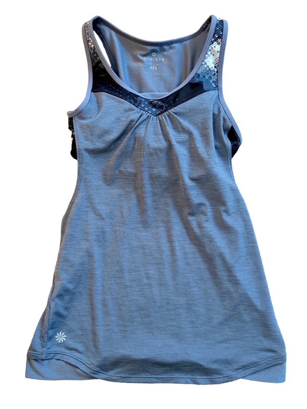 Athleta Gel Mesh Supercharged Tank Women XXS Blue Built In Bra Racerback